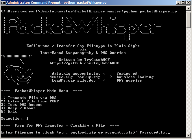 PacketWhisper-Running-Menu